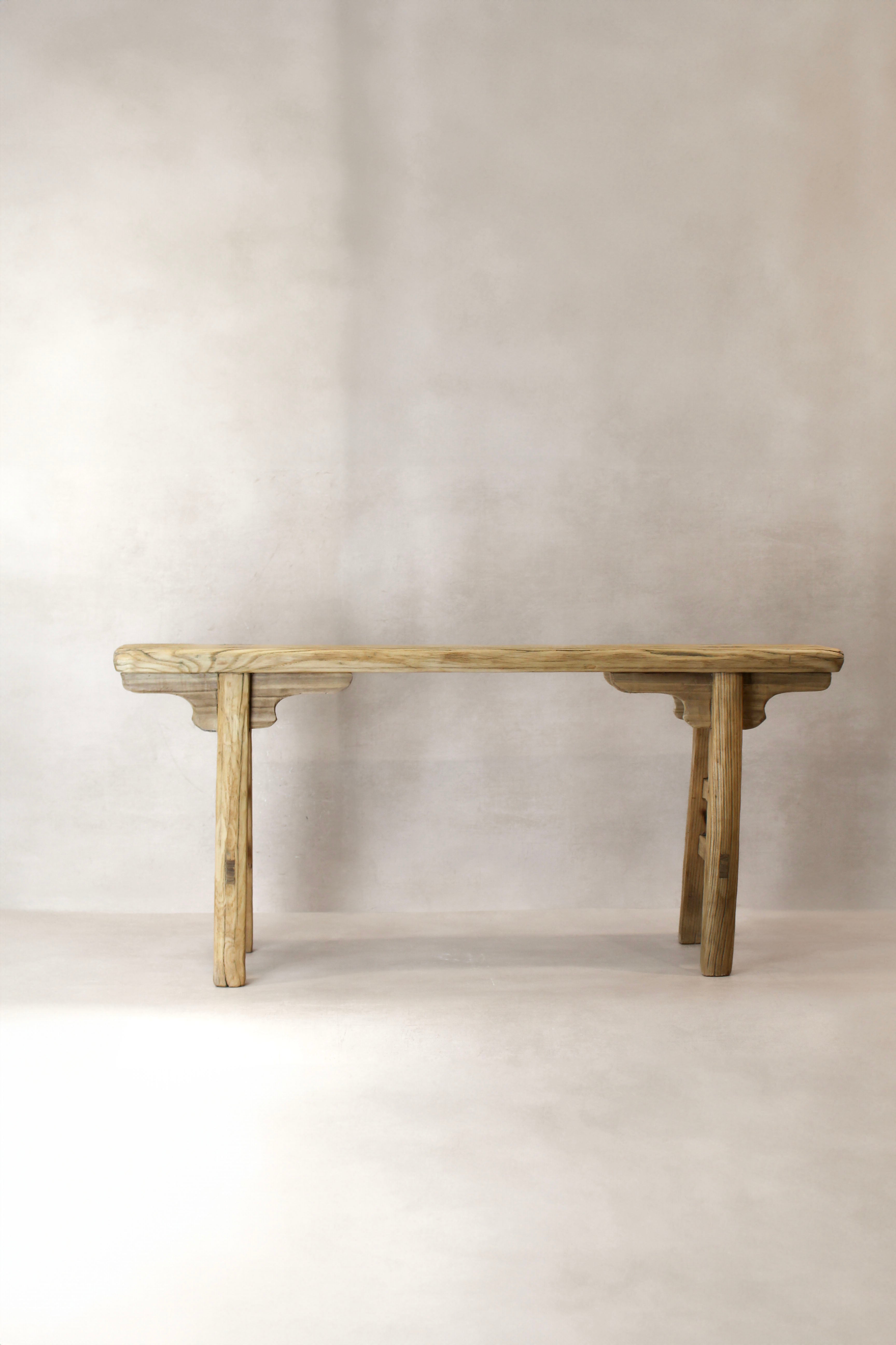 Antique Rustic Elm Wood Bench 01