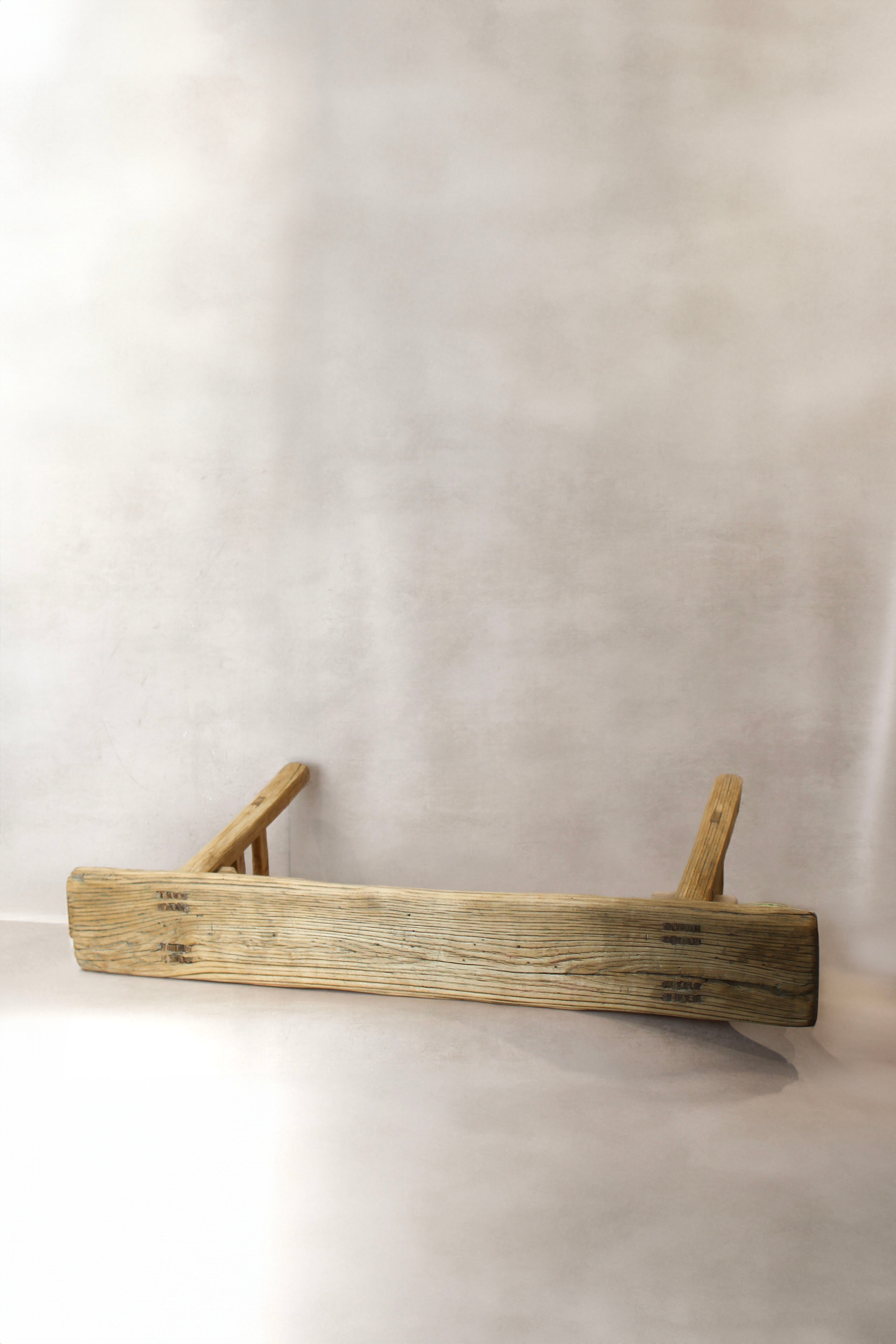 Antique Rustic Elm Wood Bench 01