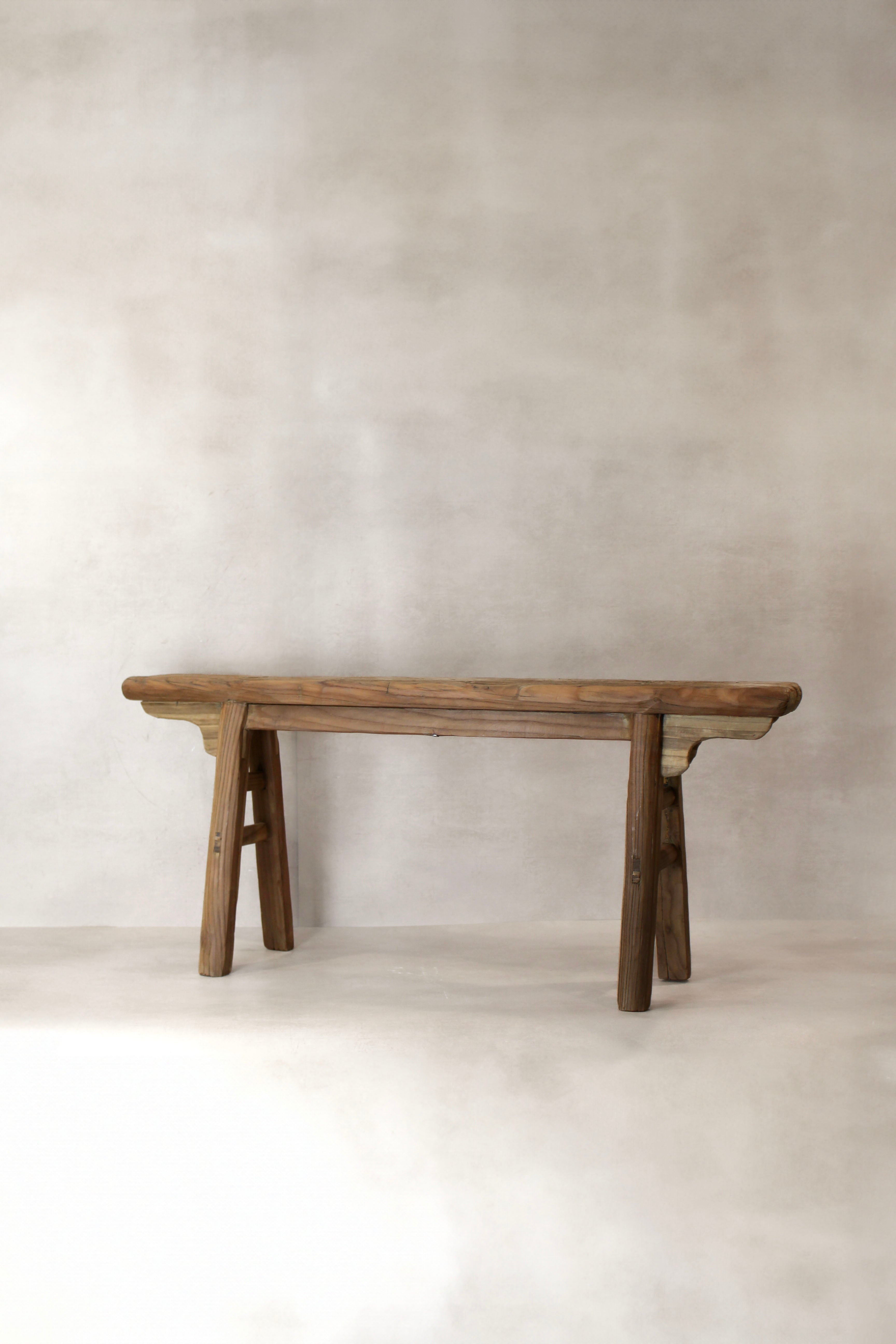 Antique Rustic Elm Wood Bench 02