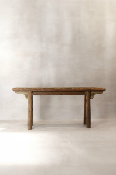 Antique Rustic Elm Wood Bench 02