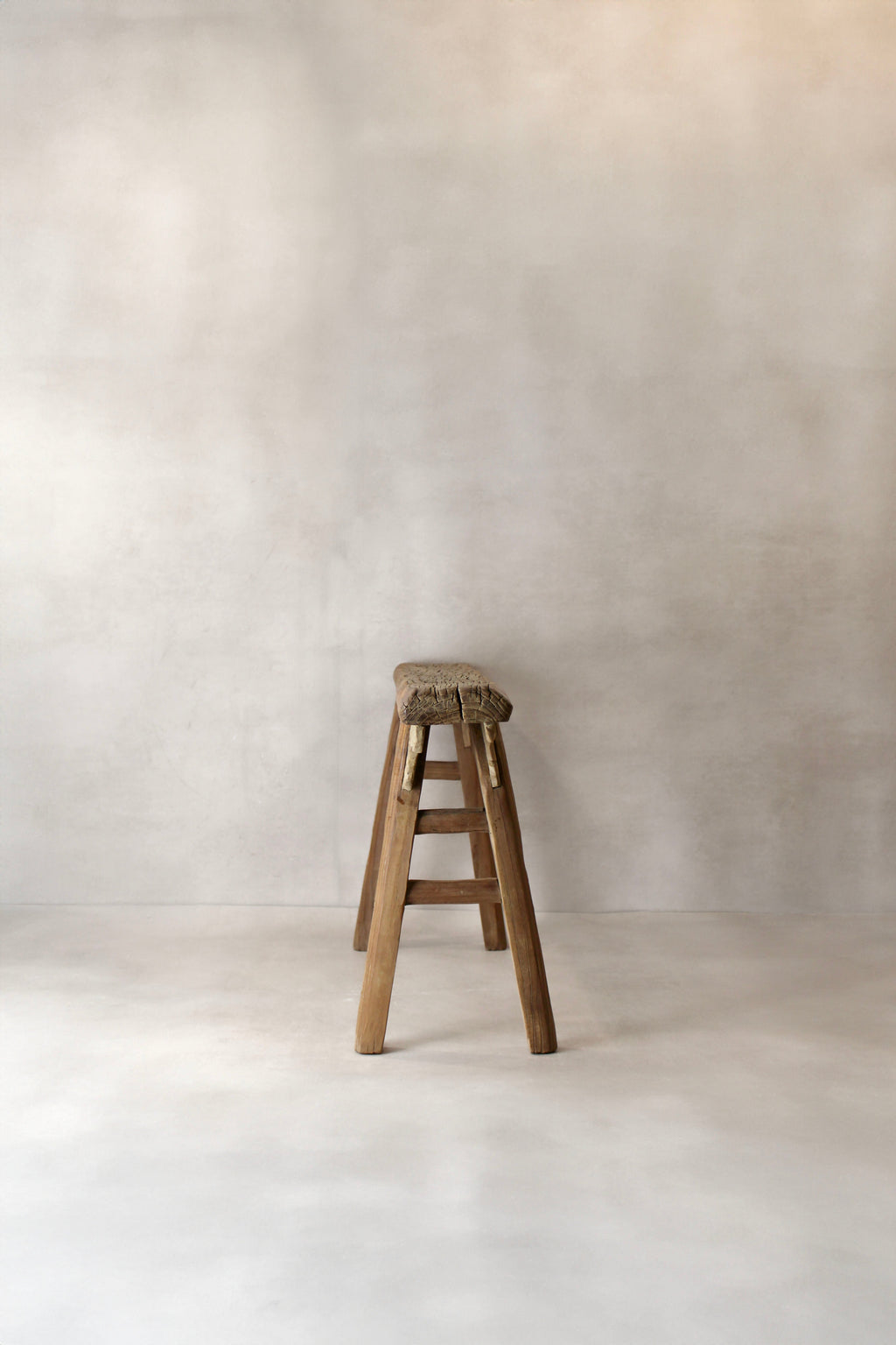 Antique Rustic Elm Wood Bench 02