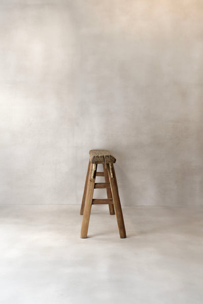 Antique Rustic Elm Wood Bench 02