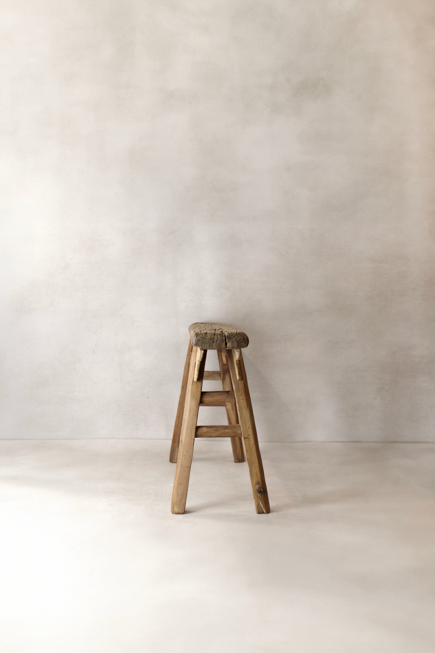 Antique Rustic Elm Wood Bench 02