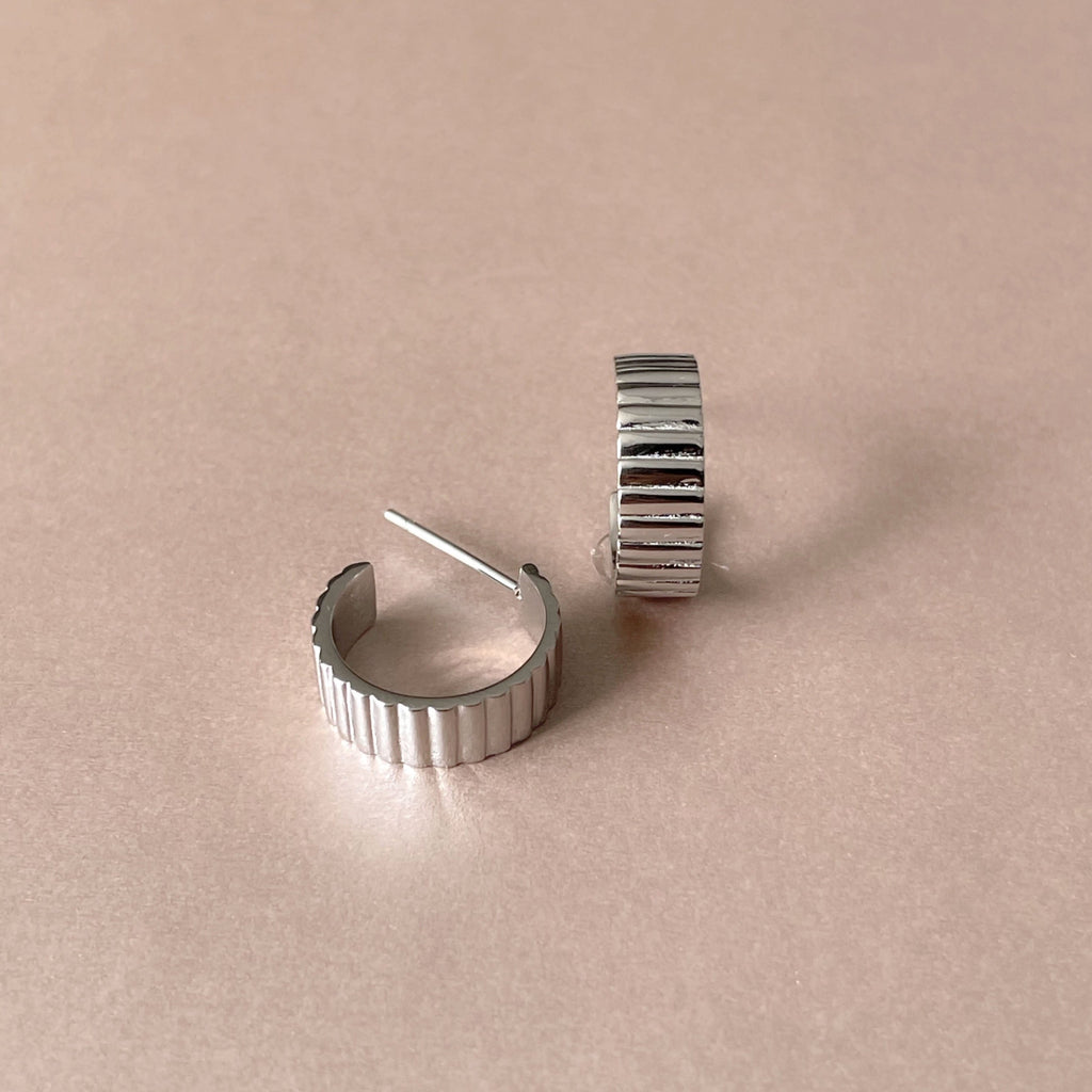 Alexa Luxe Silver Ridged Hoops