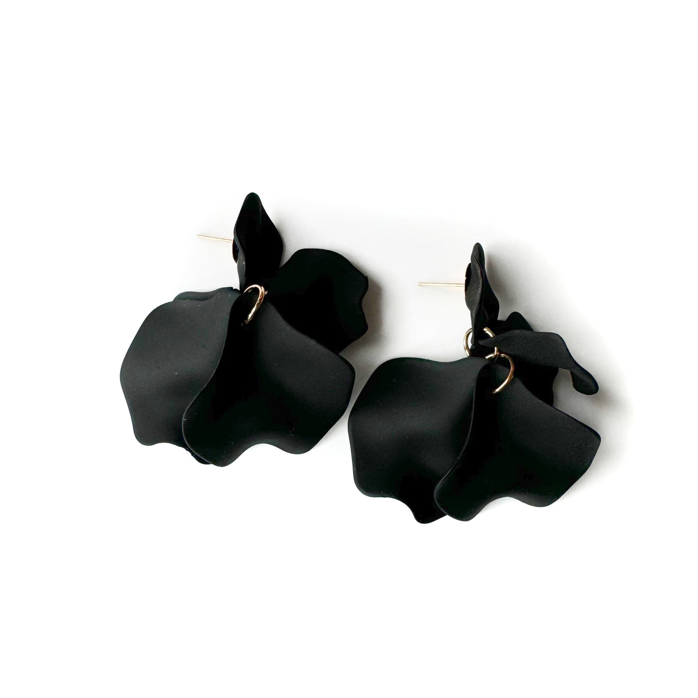 Bryony Black Statement Multi Petal Earrings