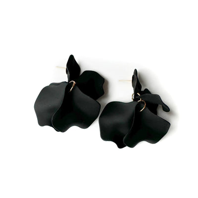 Bryony Black Statement Multi Petal Earrings