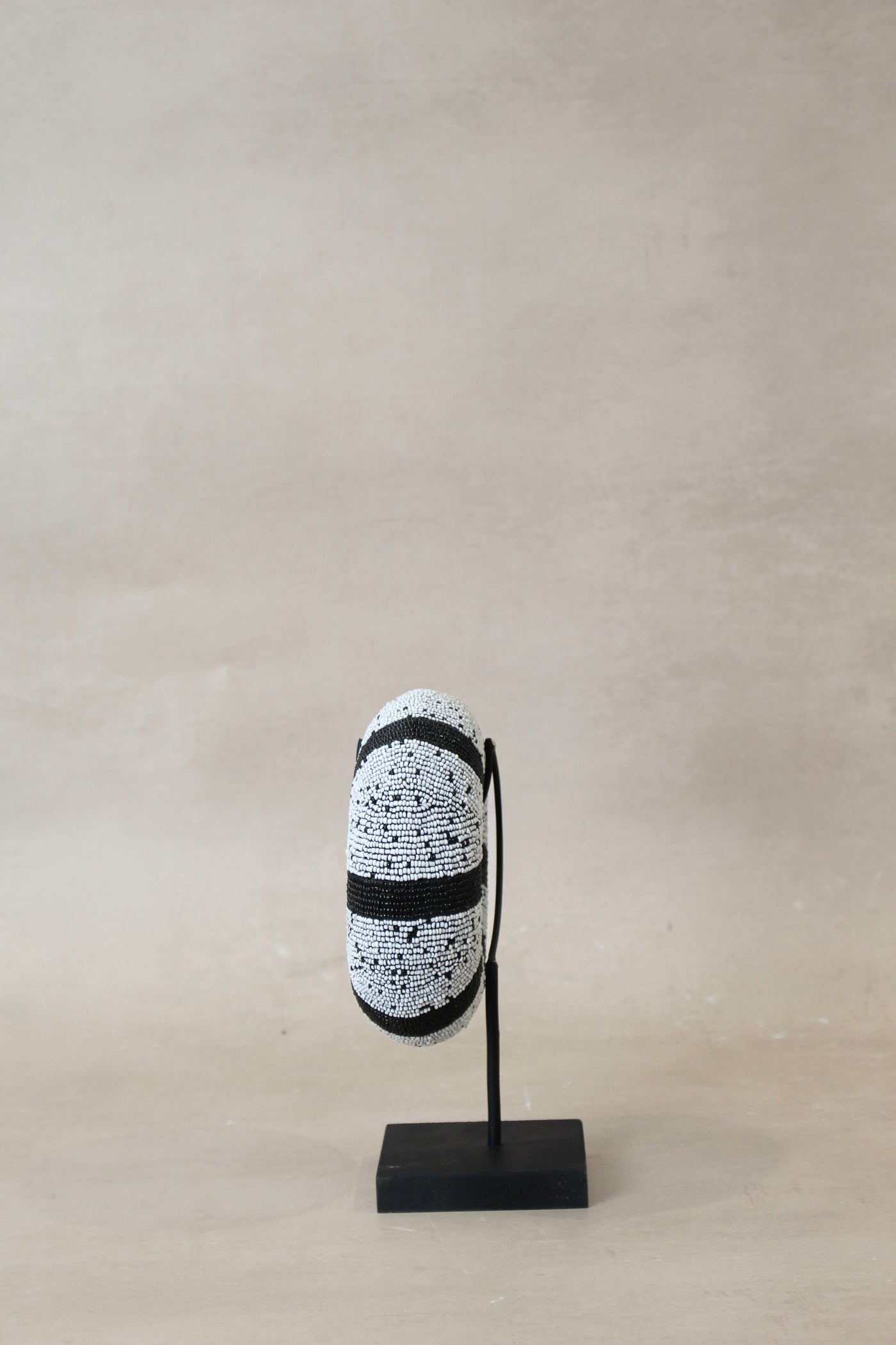 Cameroon beaded bracelet - White with Black Stripes