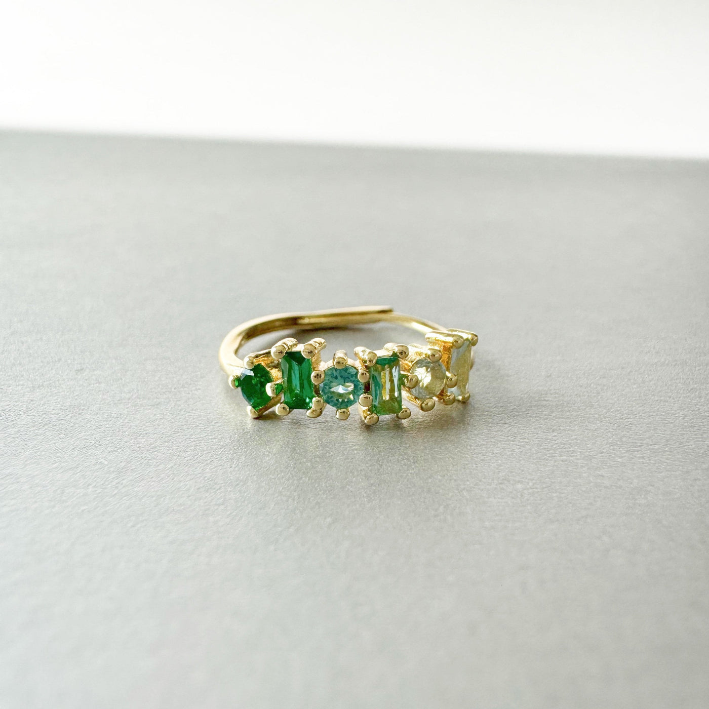 Eden Luxe 18k Gold Plated Green  Multi Jewelled Ring