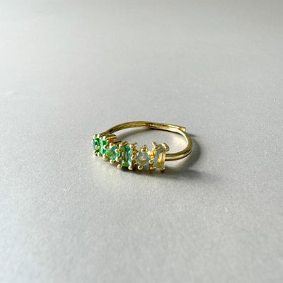 Eden Luxe 18k Gold Plated Green  Multi Jewelled Ring