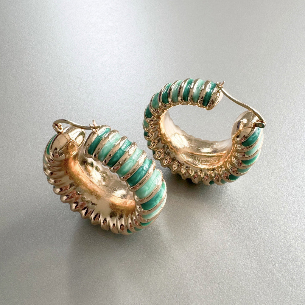 Addison Large Enamel Turquoise Hoops