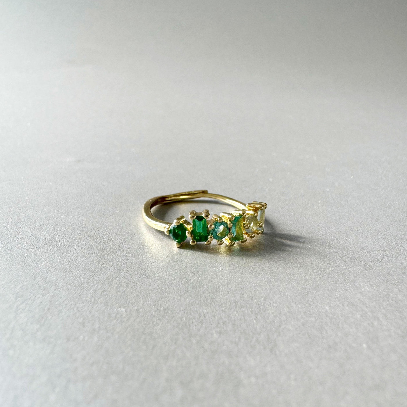 Eden Luxe 18k Gold Plated Green  Multi Jewelled Ring