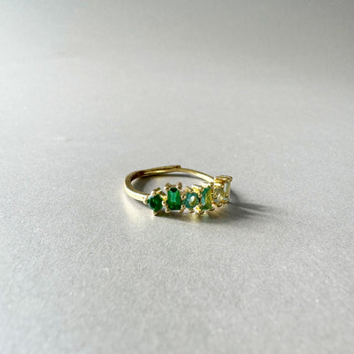 Eden Luxe 18k Gold Plated Green  Multi Jewelled Ring