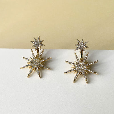 Aura Crystal Gold Starburst Earrings