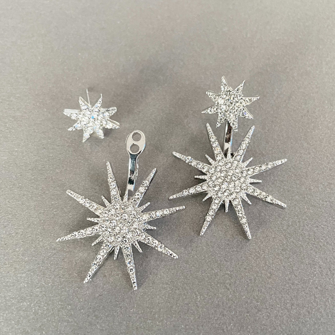 Aura Crystal Silver Starburst Earrings