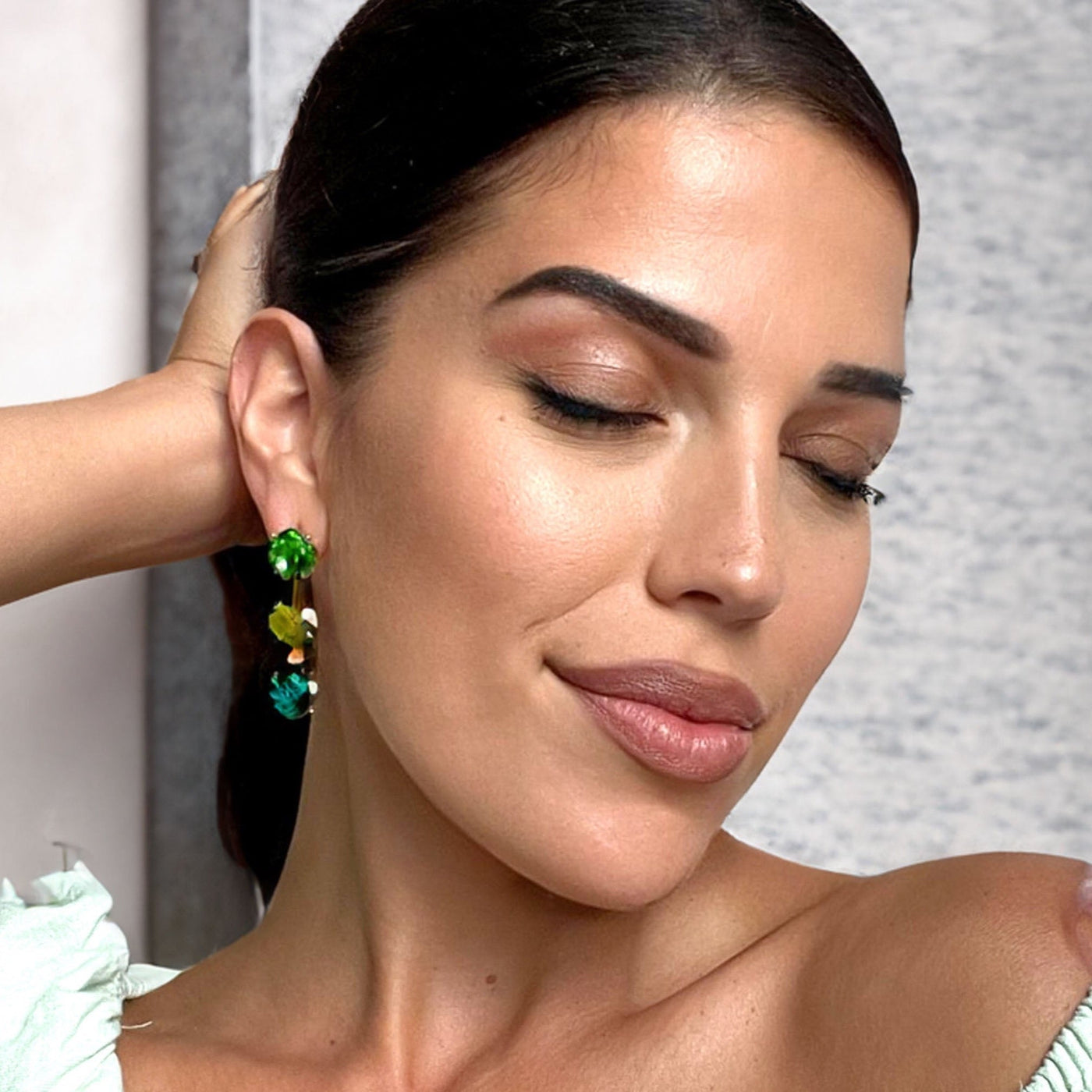 Cassiana Statement Green Jewel Earrings