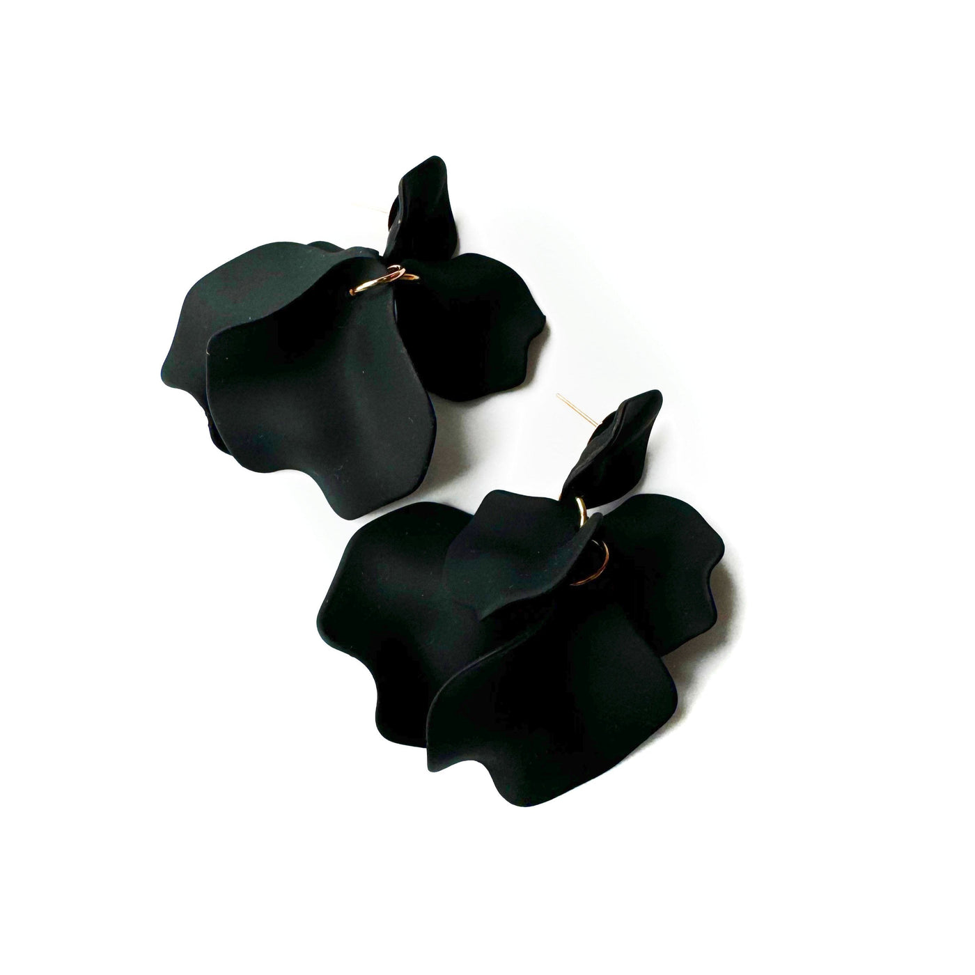 Bryony Black Statement Multi Petal Earrings