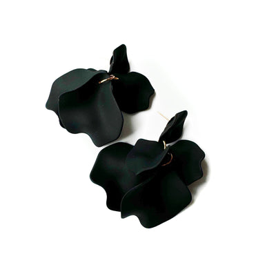 Bryony Black Statement Multi Petal Earrings