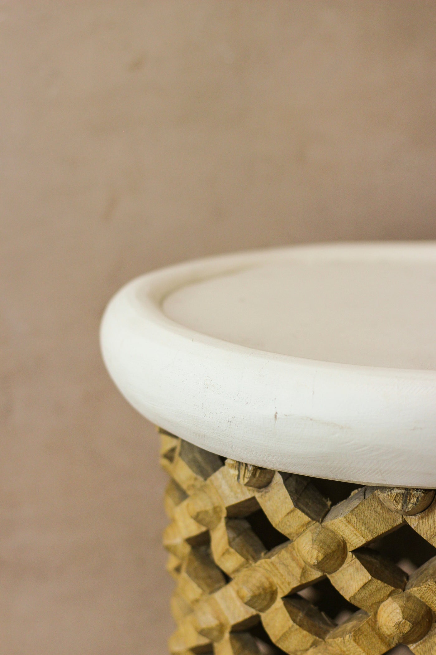 Bamileke Stool - White/Natural