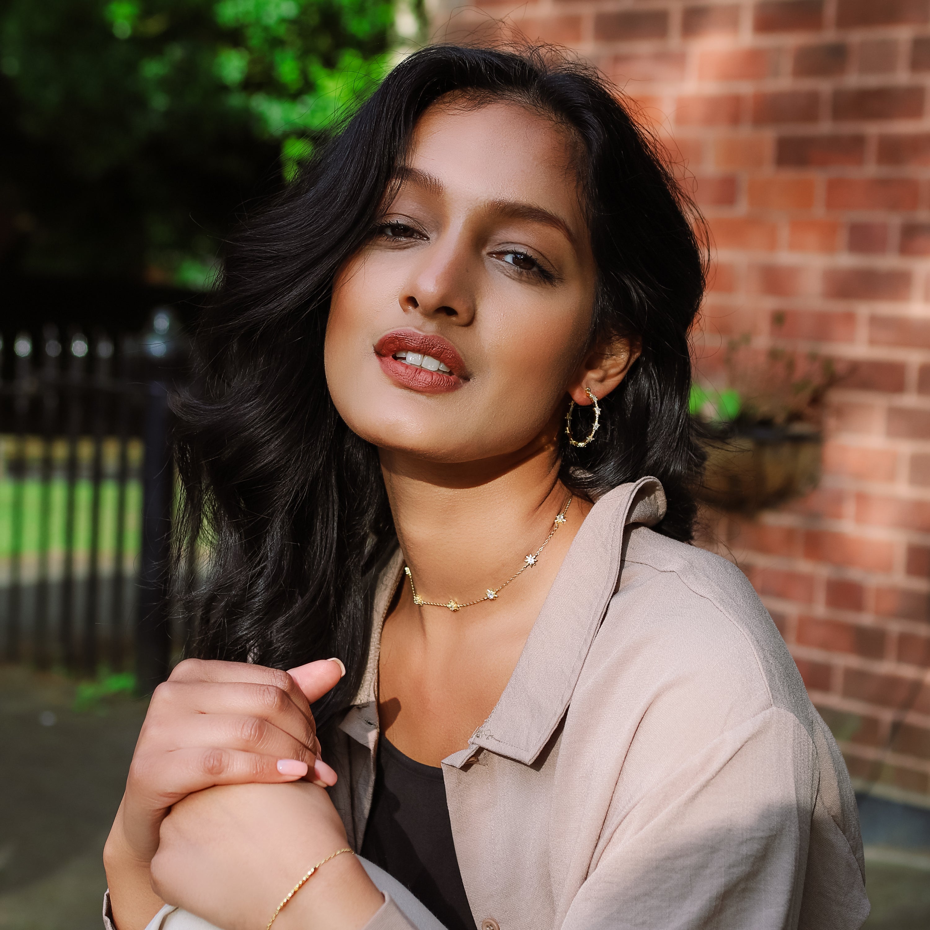 Aneira Star Hoop Earrings | 18K Gold Plated