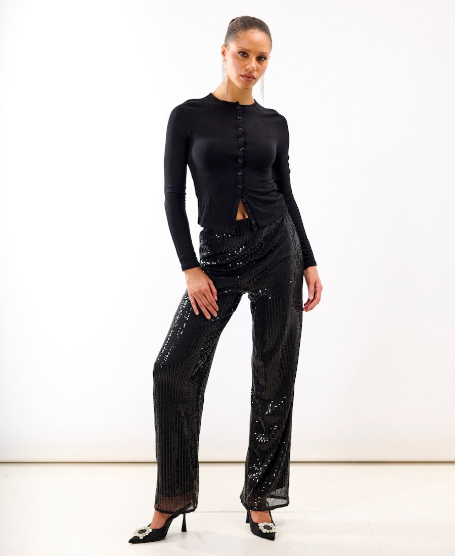 Black Jersey Sequin Trouser