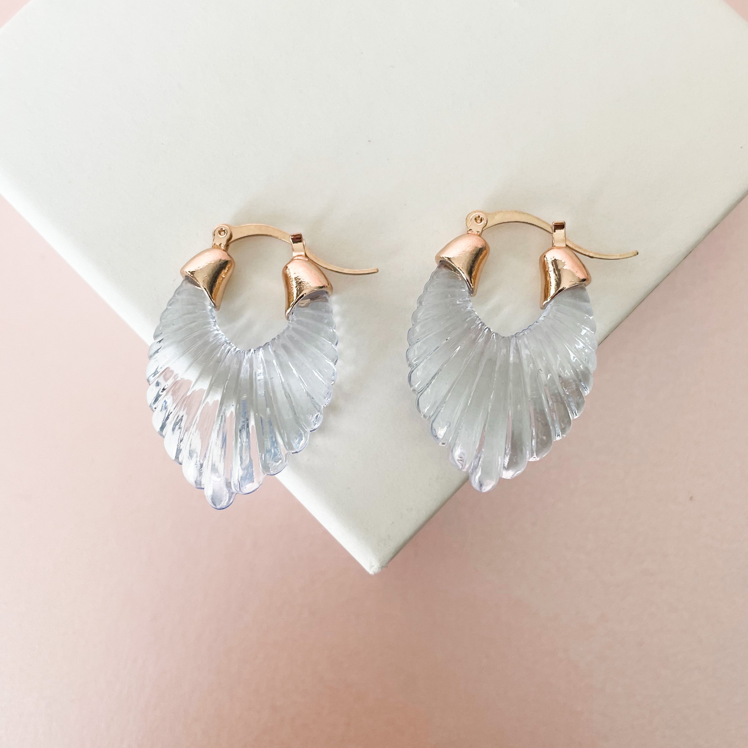 Audrey Sky Ridged Hoop Earrings
