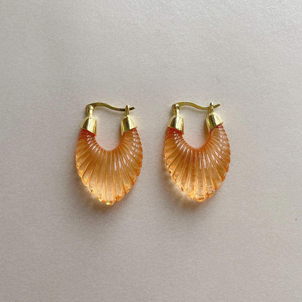 Audrey Apricot Ridged Hoop Earrings