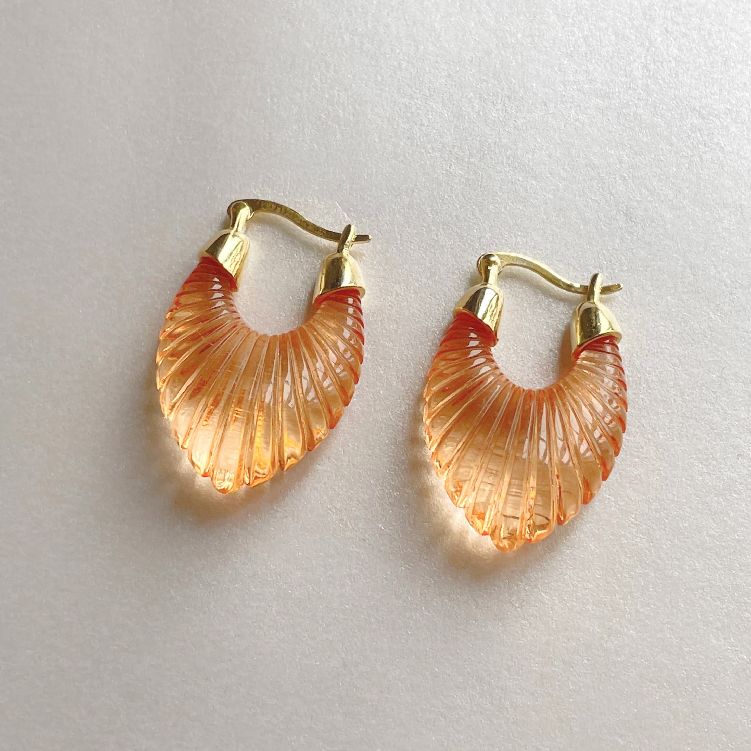 Audrey Apricot Ridged Hoop Earrings
