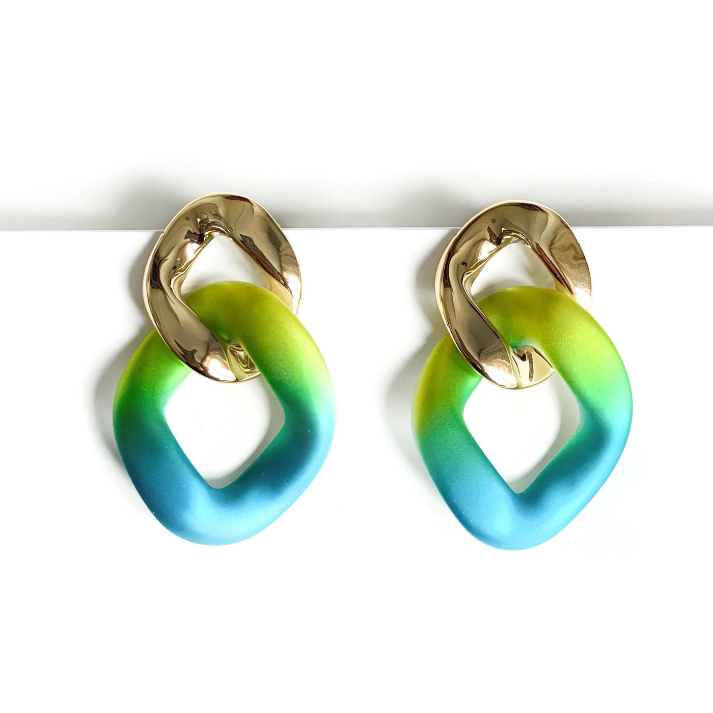 Bryce Aqua Metallic Ombre Earrings