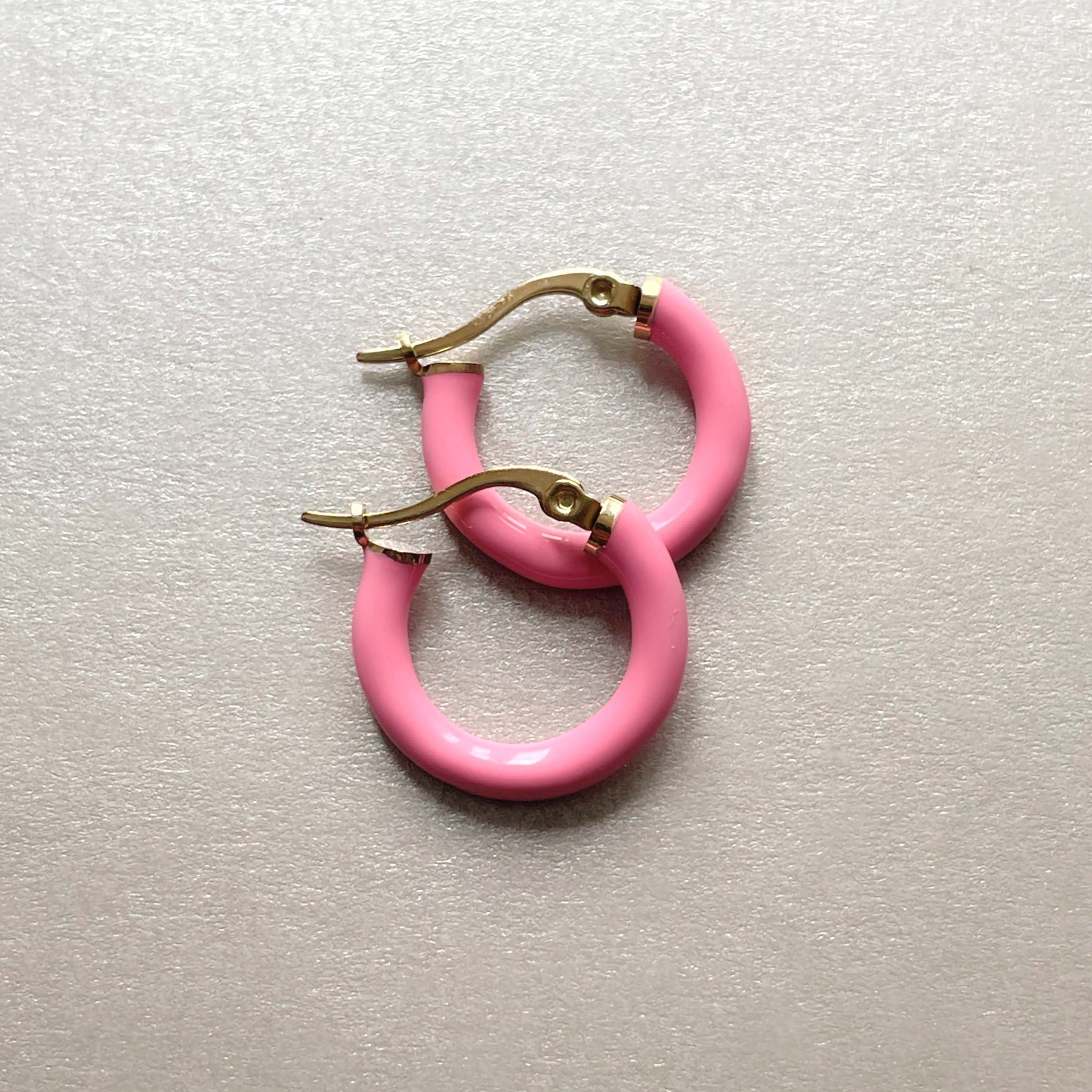 Anais Luxe 18k Gold Plated Pink Hoops