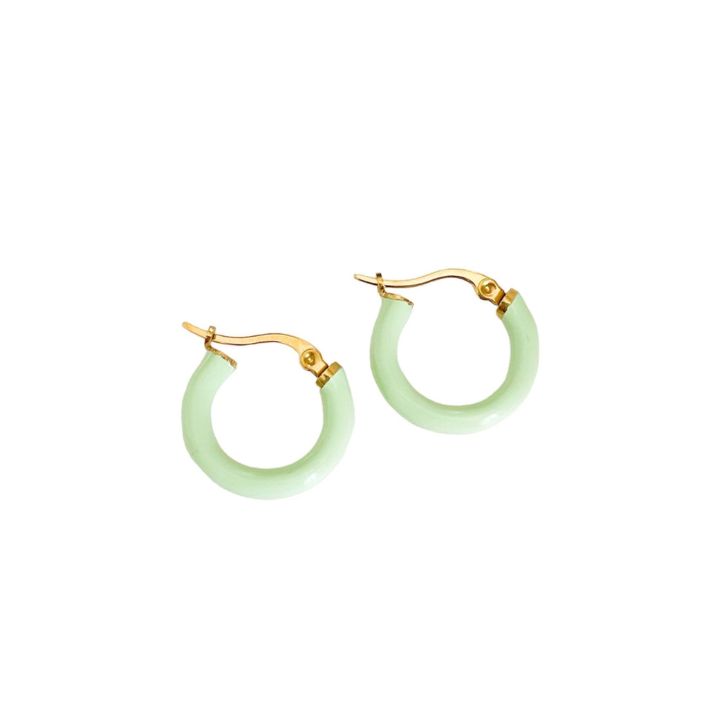 Anais Luxe 18k Gold Plated Mint Hoops