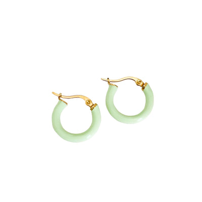 Anais Luxe 18k Gold Plated Mint Hoops