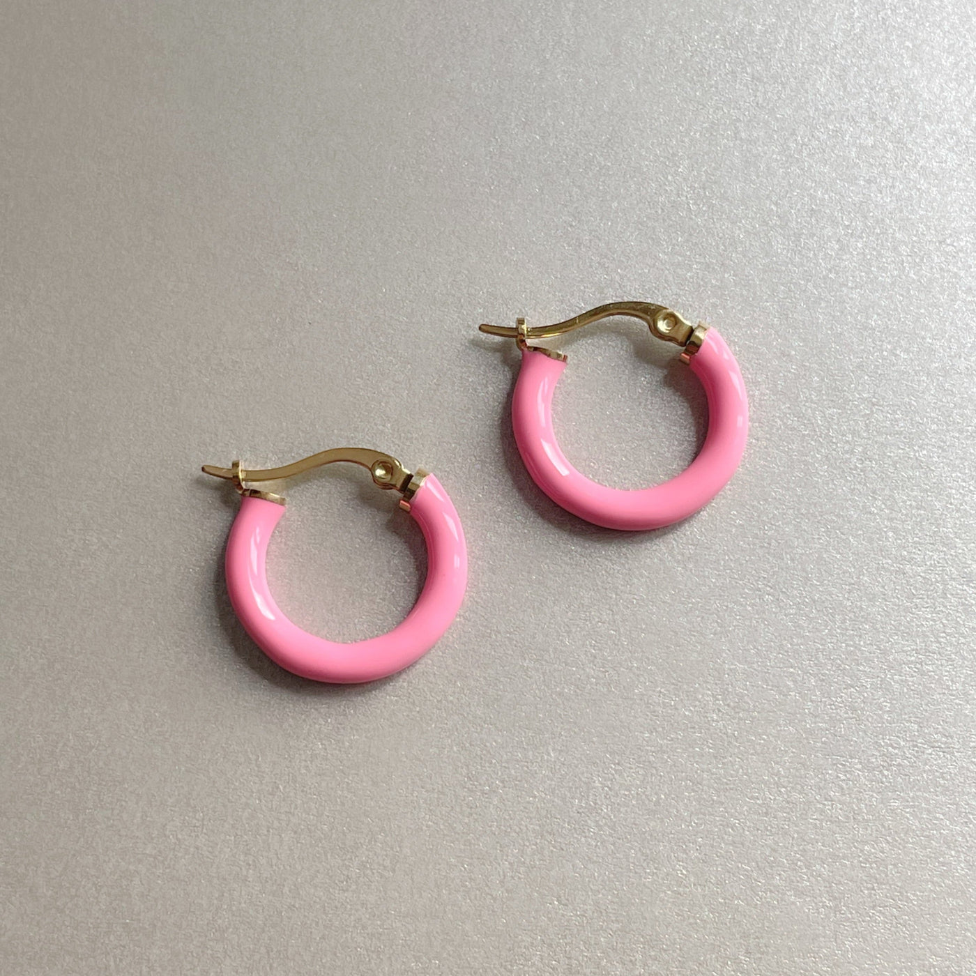 Anais Luxe 18k Gold Plated Pink Hoops