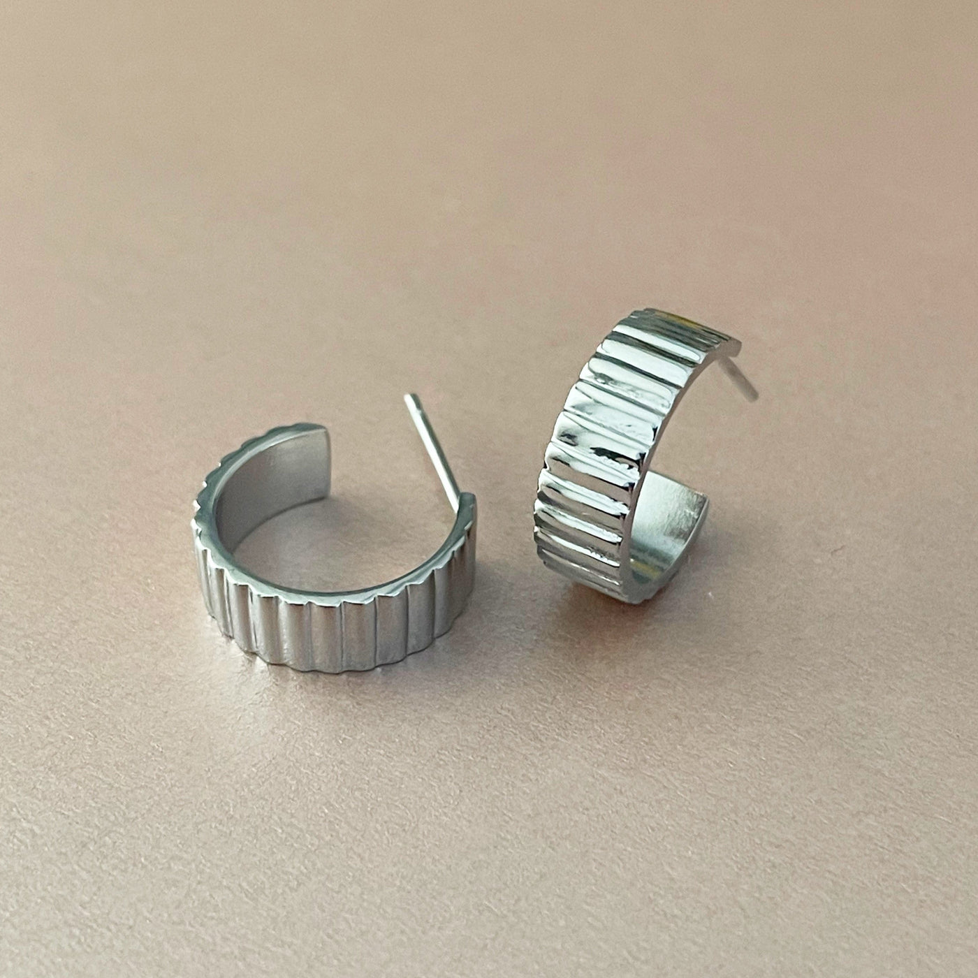 Alexa Luxe Silver Ridged Hoops