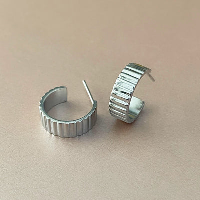 Alexa Luxe Silver Ridged Hoops