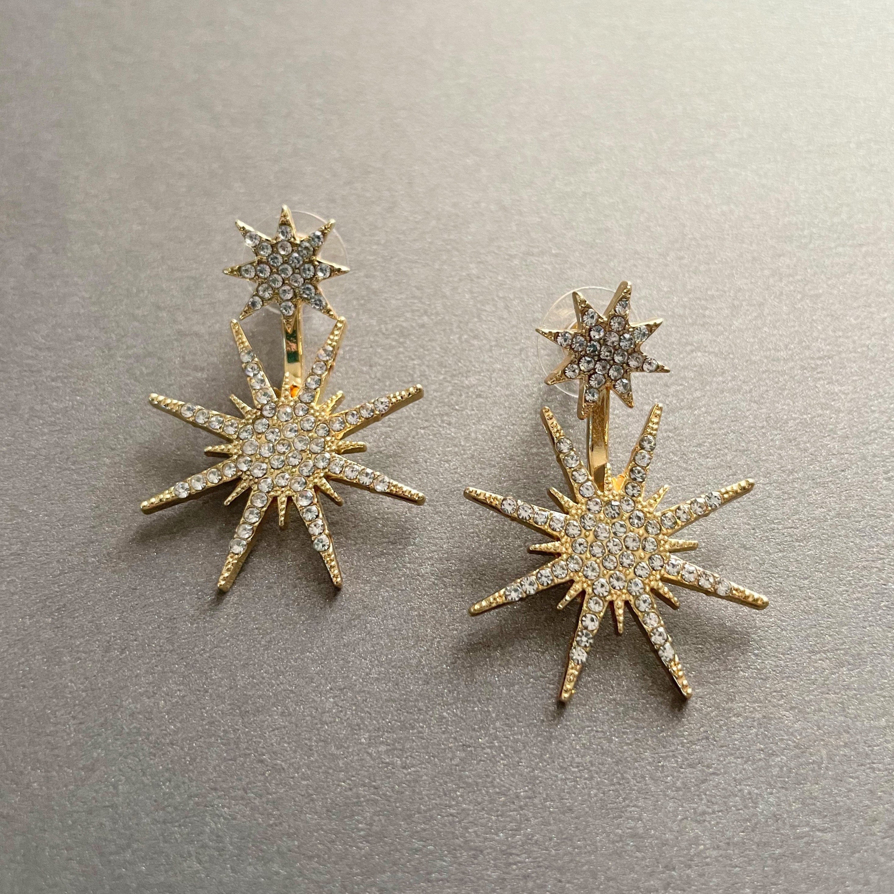 Aura Crystal Gold Starburst Earrings