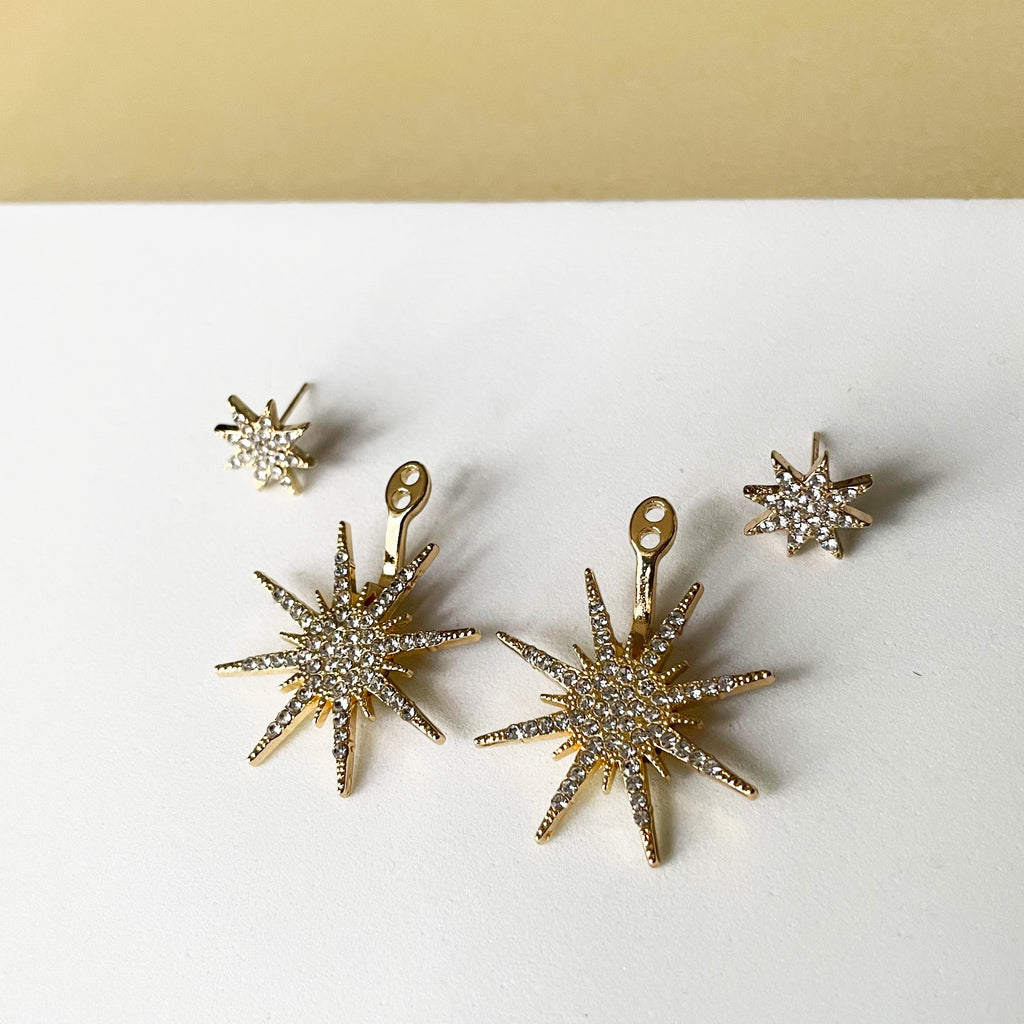 Aura Crystal Gold Starburst Earrings