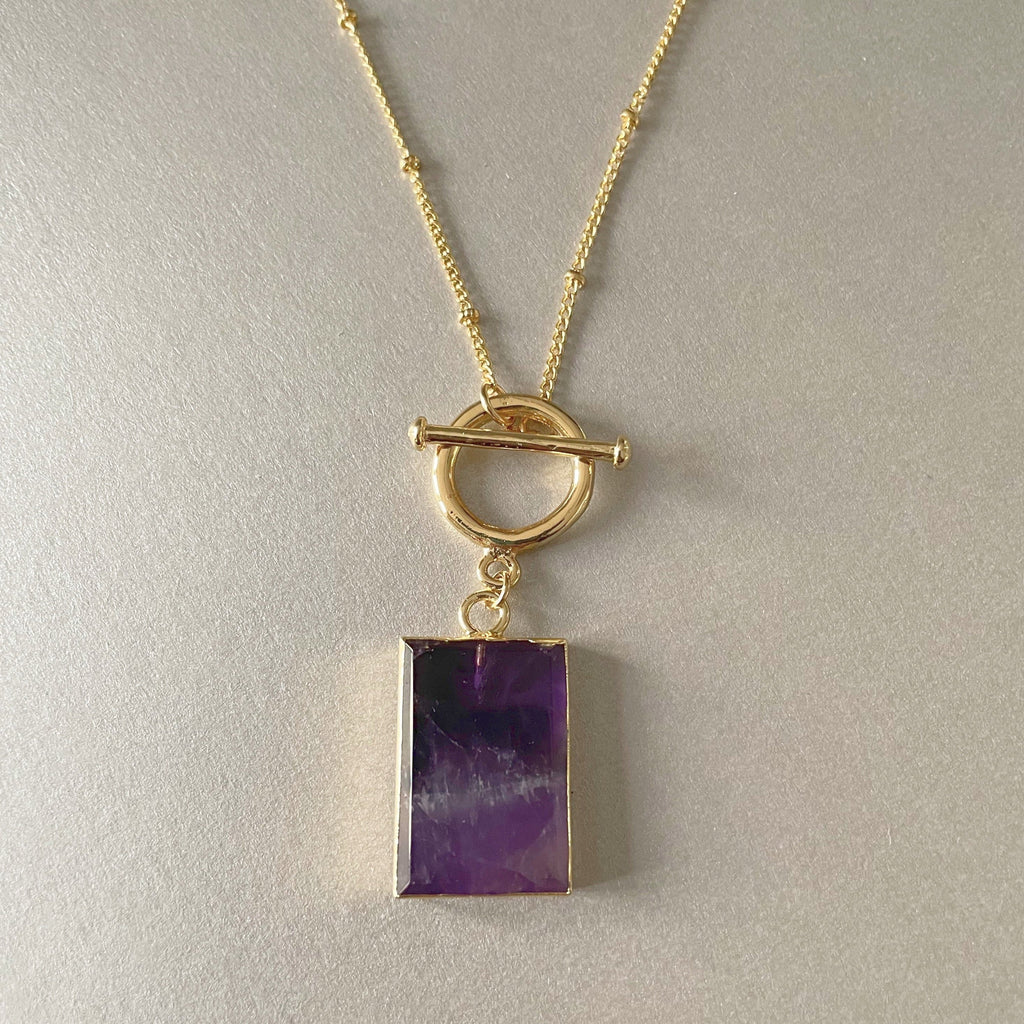 Bali Luxe 18k Gold Amethyst T Bar Necklace