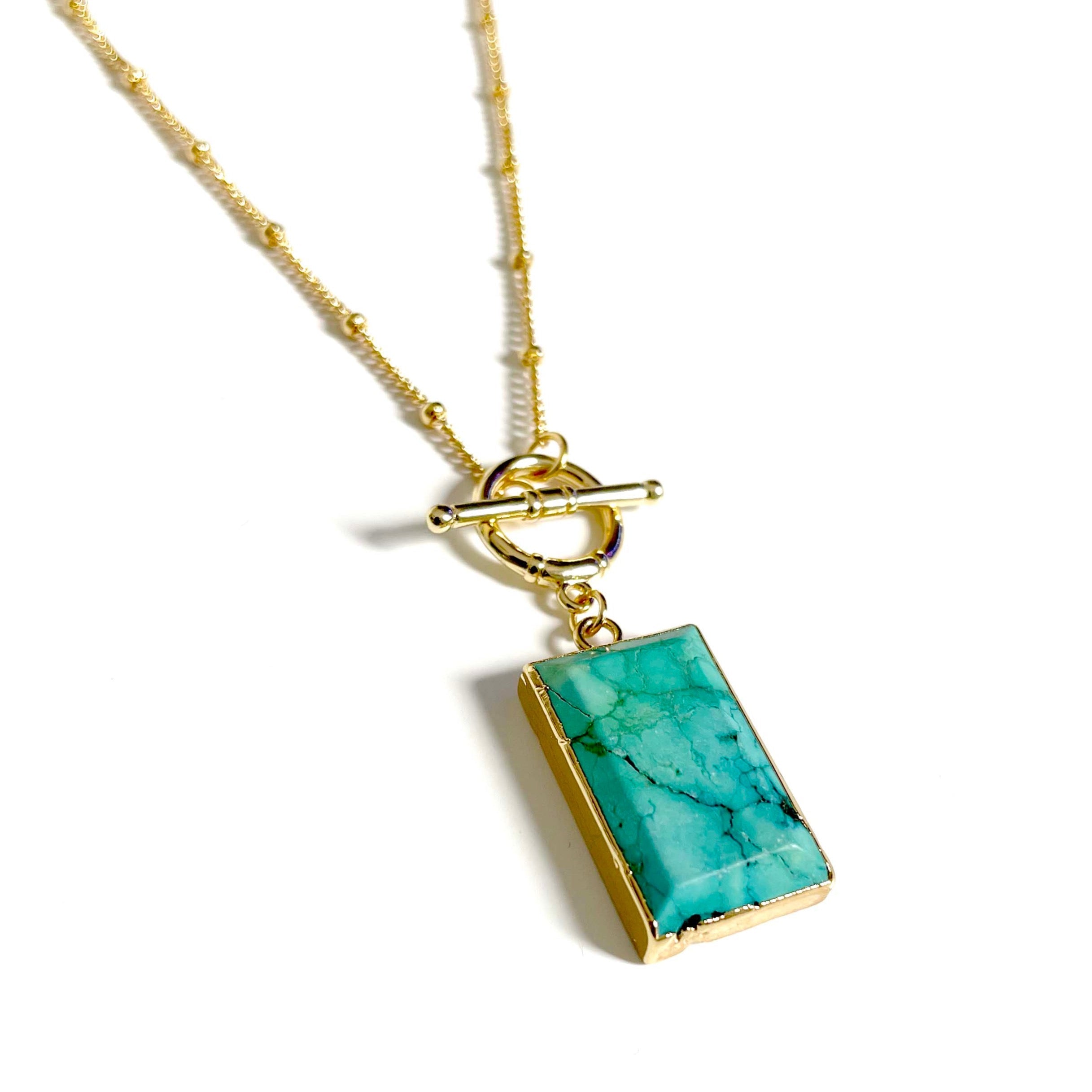 Bali Luxe 18k Gold Turquoise T Bar Necklace
