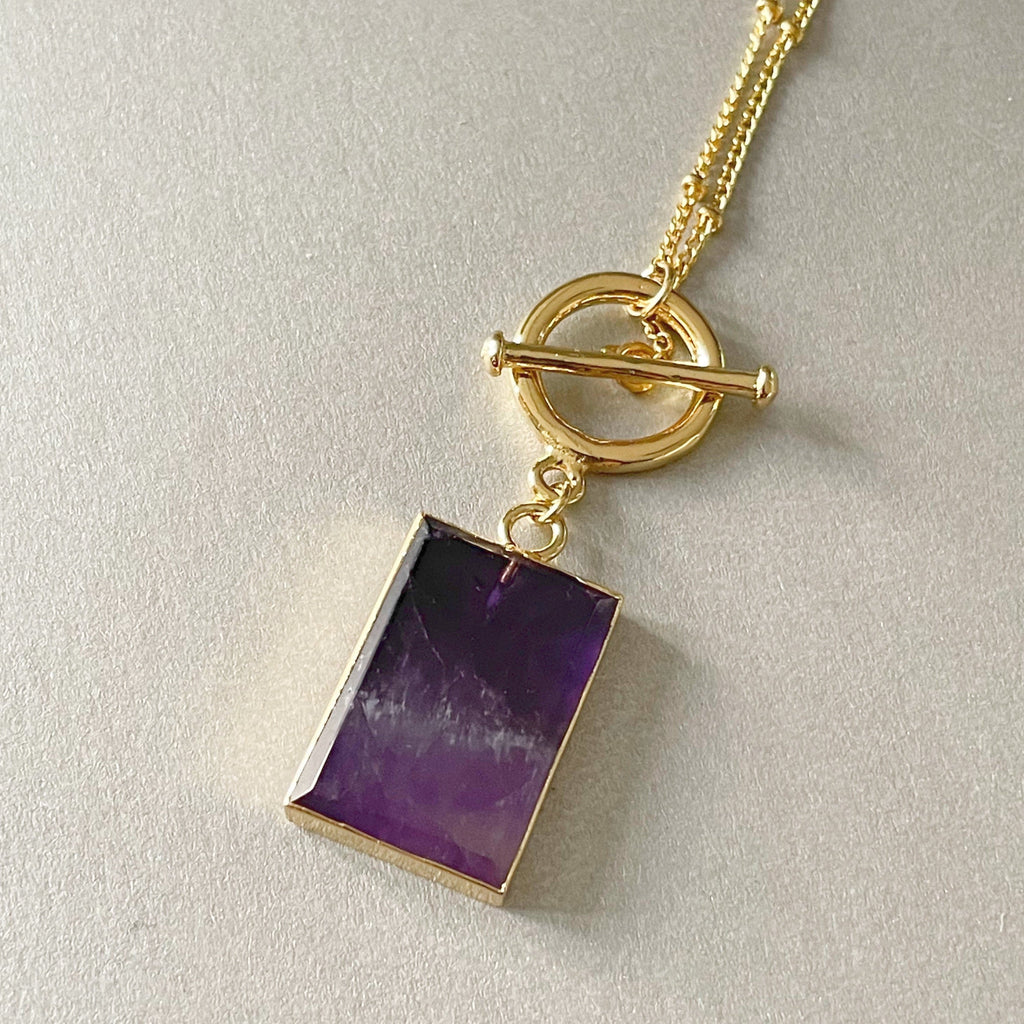 Bali Luxe 18k Gold Amethyst T Bar Necklace