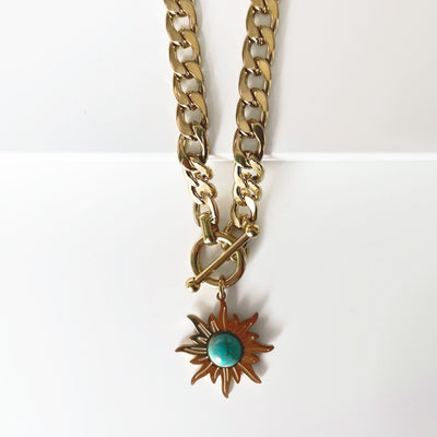 Calista Sunburst T Bar Choker Necklace