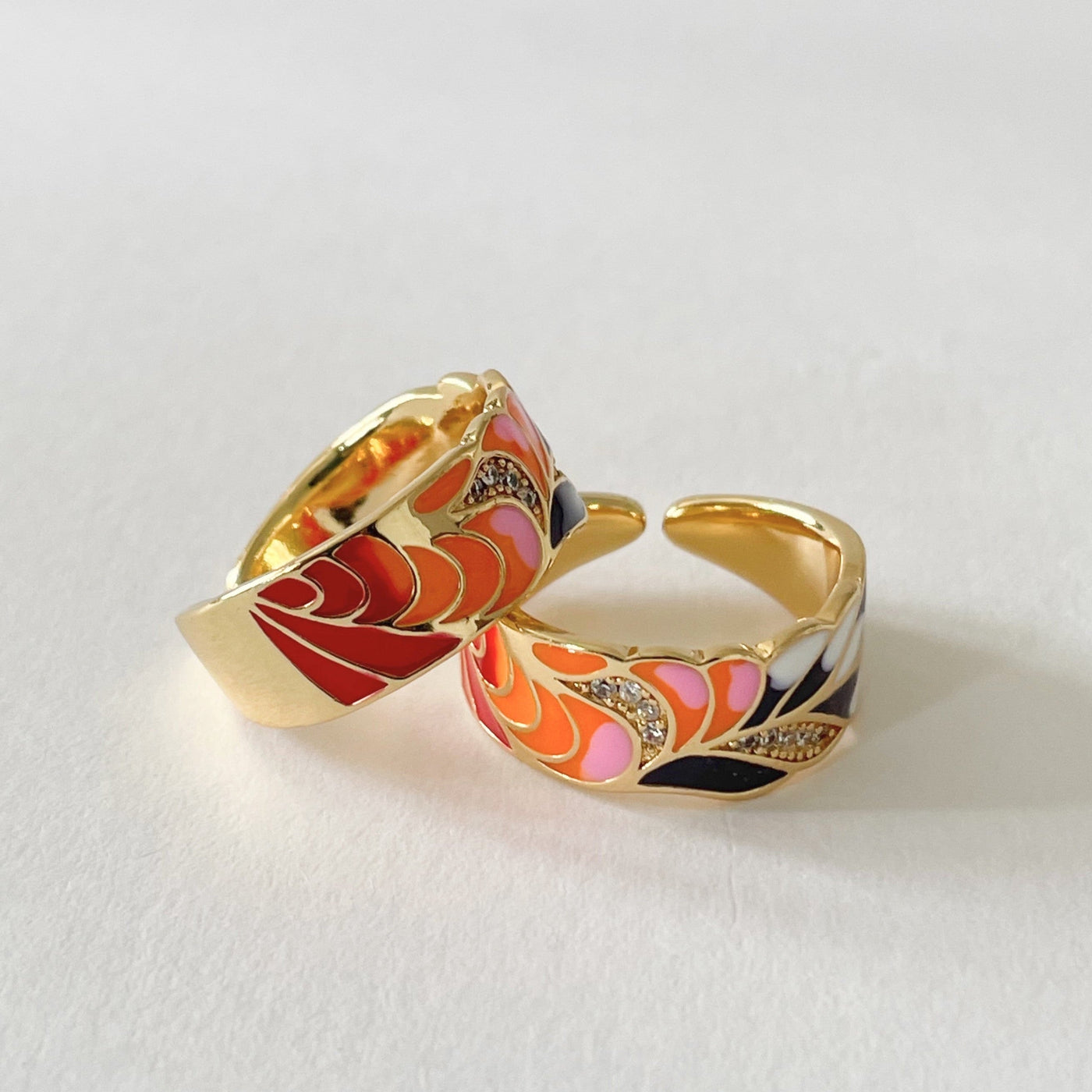 Cerelia Adjustable Coral Enamel Ring