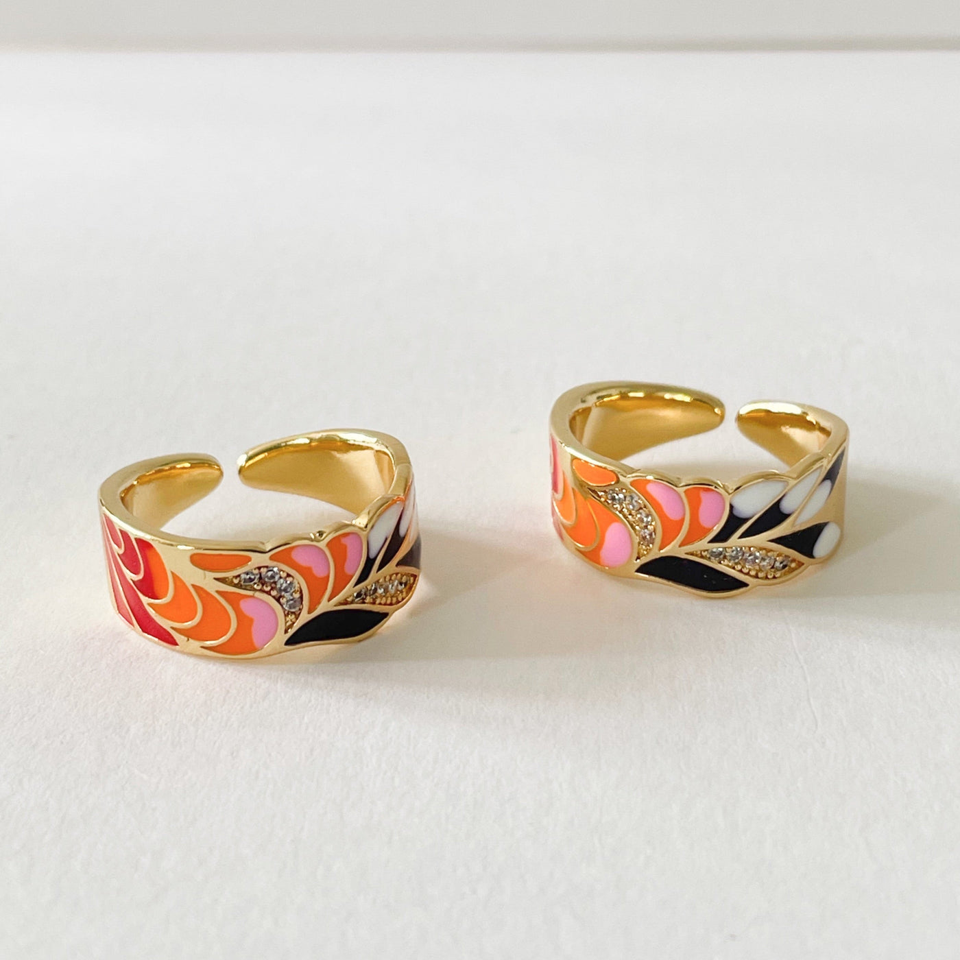 Cerelia Adjustable Coral Enamel Ring