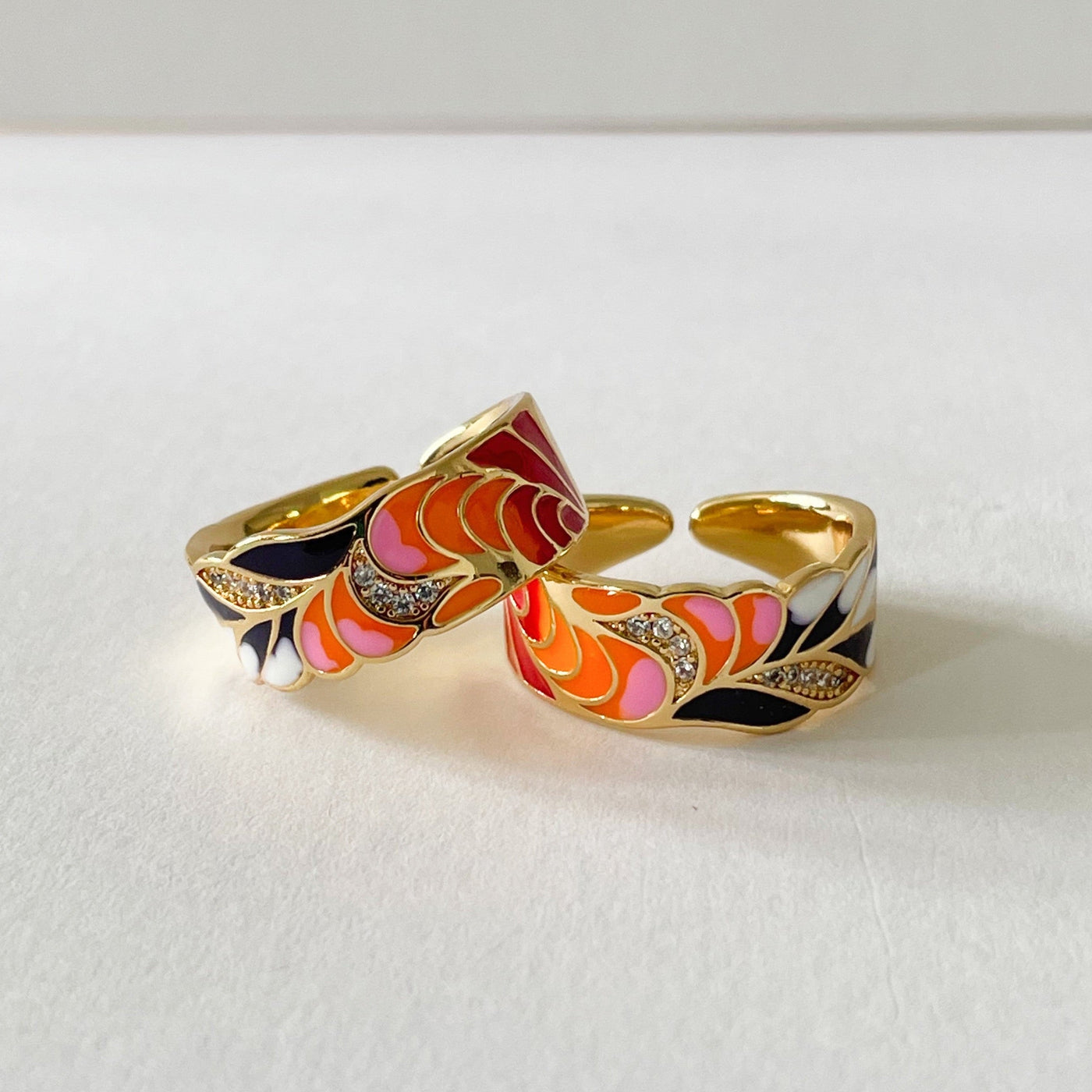 Cerelia Adjustable Coral Enamel Ring
