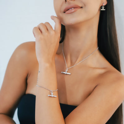 Cassia T-Bar Huggie Earrings | 925 Sterling Silver