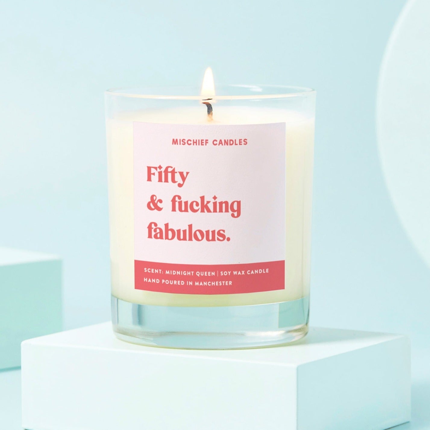 50th Birthday Gift Funny 50th Birthday Gift Pink Candle Fifty And Fabulous