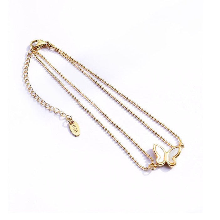 Callie 18k Gold Plated Layered Butterfly Anklet