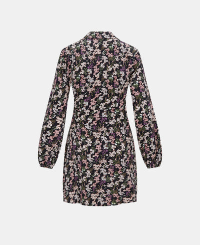 Black Floral Shirt Dress