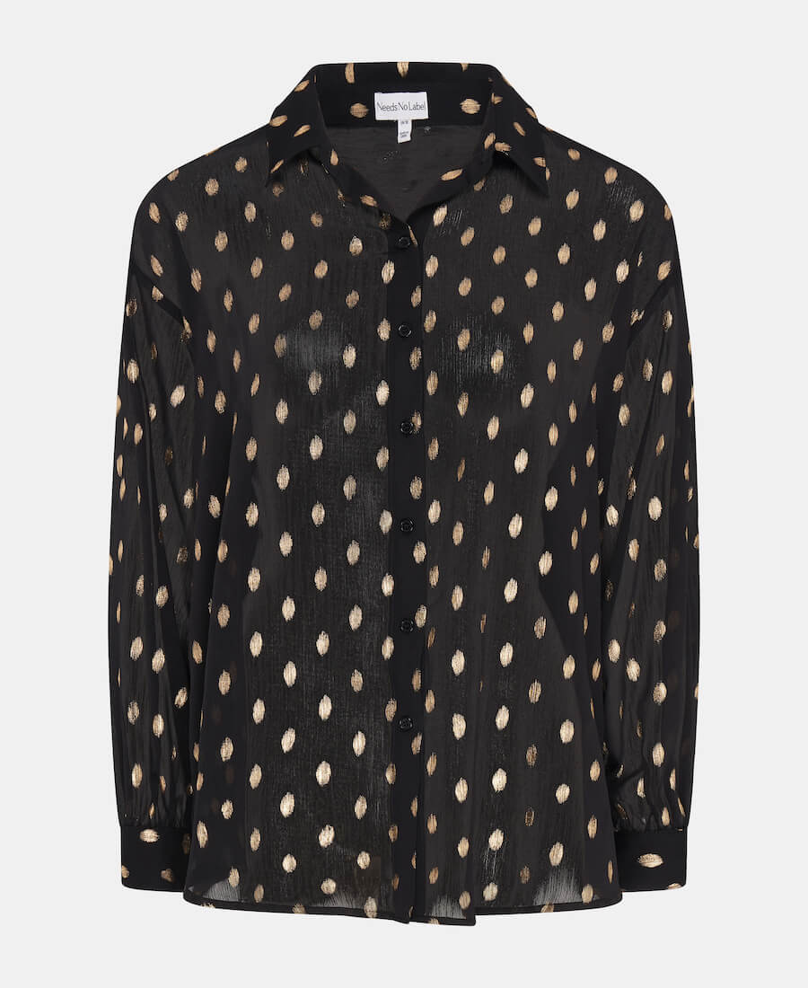 Black Foil Chiffon Oversize Shirt