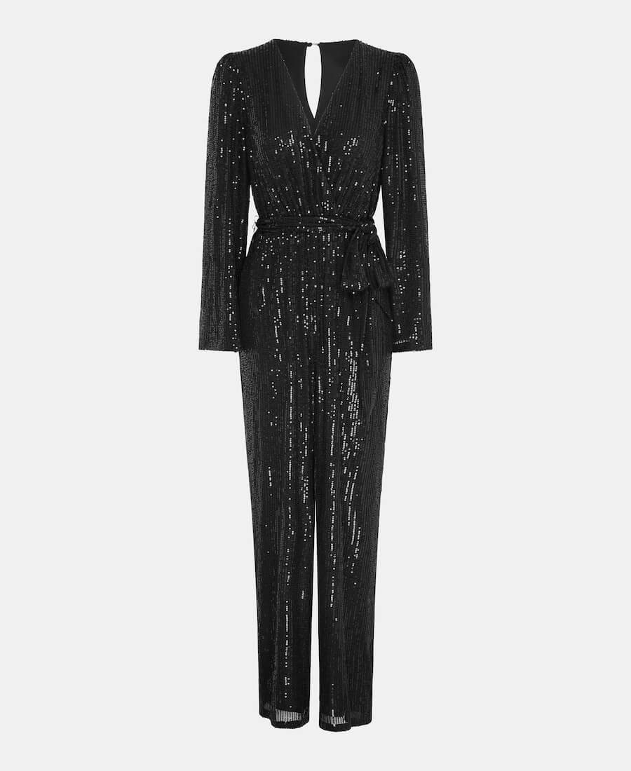 Black Sequin Jersey Jumpsuit