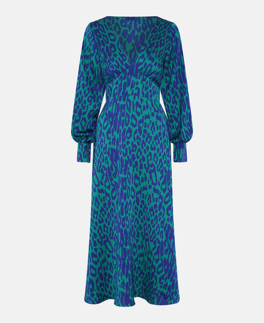 Blue Leopard Printed Maxi Dress